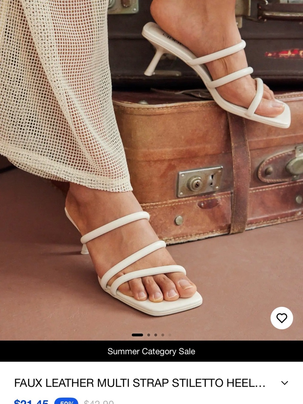 Cider White Triple-Strap Stiletto Mules